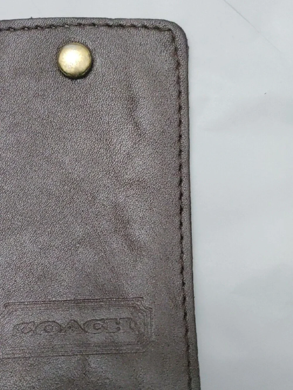 Coach Vintage Dark Brown Leather Luggage ID Tag with Brass Tone Buckle